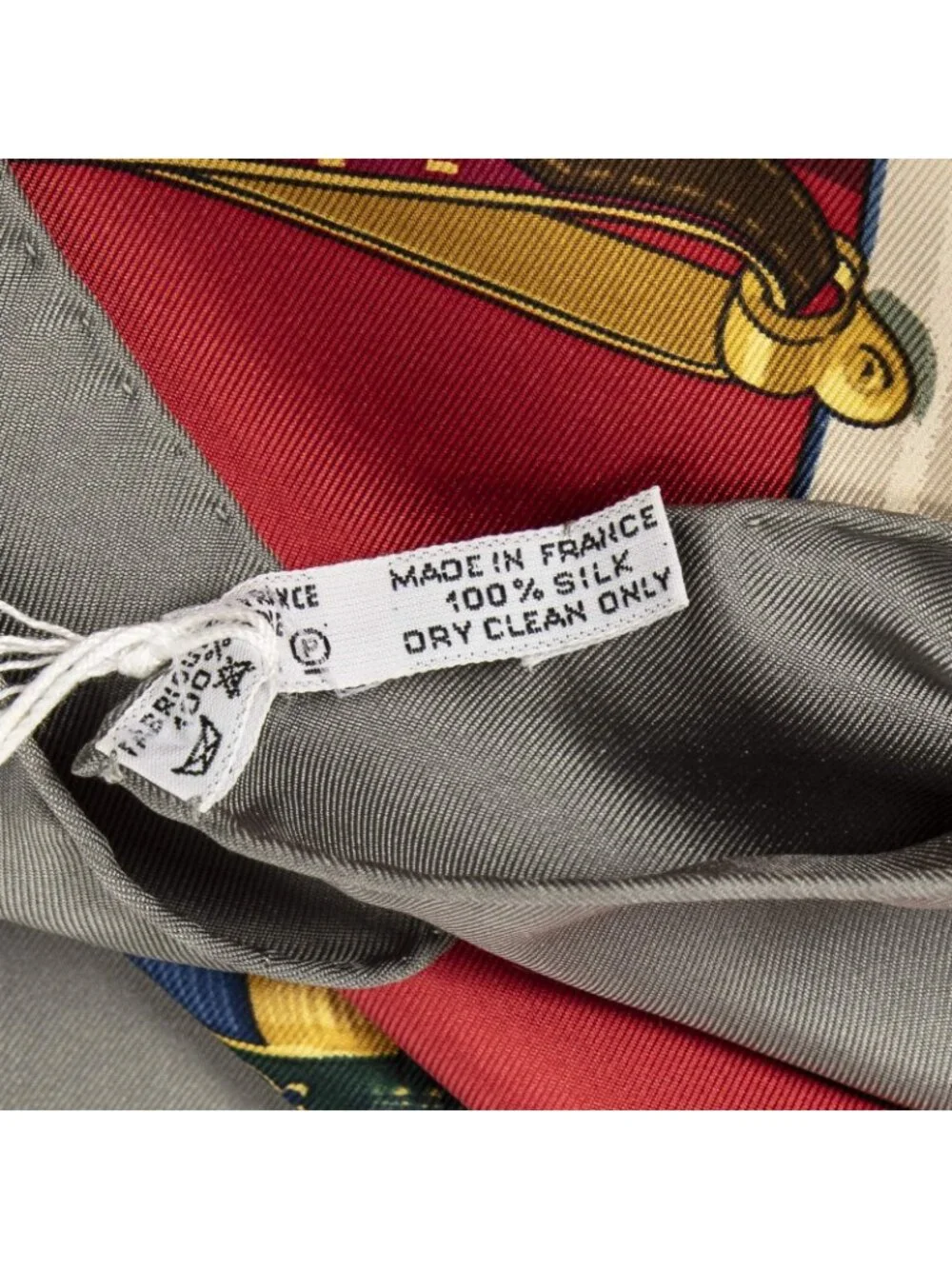 ★SOLD★ Hermes Scarf Red Gray Brown Silk - Picture 5 of 5